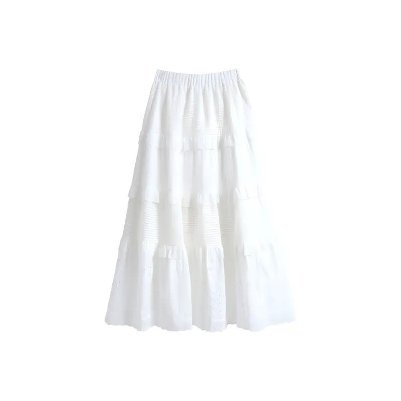 ERIRI Casual Long Skirt Women's White-0