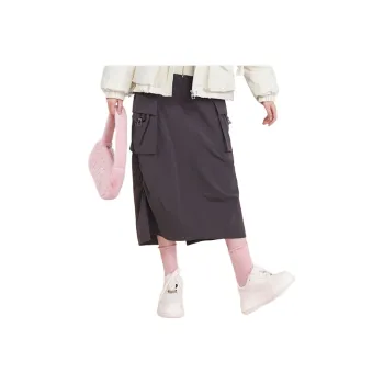 ZIHAN x Milk Puff Casual Long Skirt Women's Gray