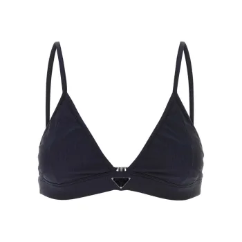 PRADA Triangle-Logo V-Neck Bra