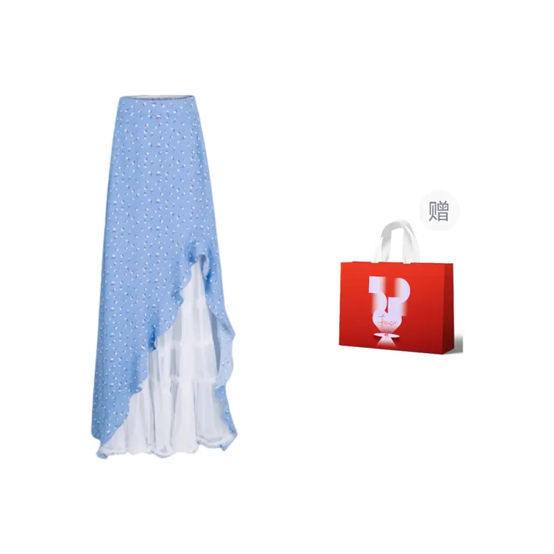 AURORA MUSE Casual Long Skirt Women's Blue-7