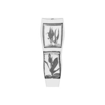 Jean Paul Gaultier Printed Flowers Sheer Front Long Skirt 'White/Grey/Black'