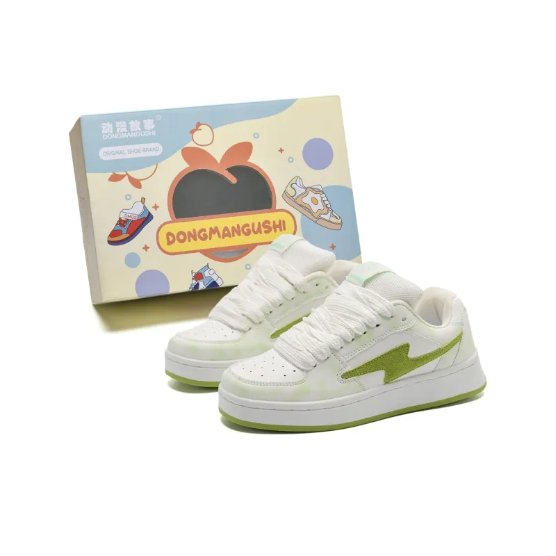 Anime Story Slip Resistant, Abrasion Resistant, Lightweight, Breathable Low Top Skateboard Shoes Unisex Rendering Green-0