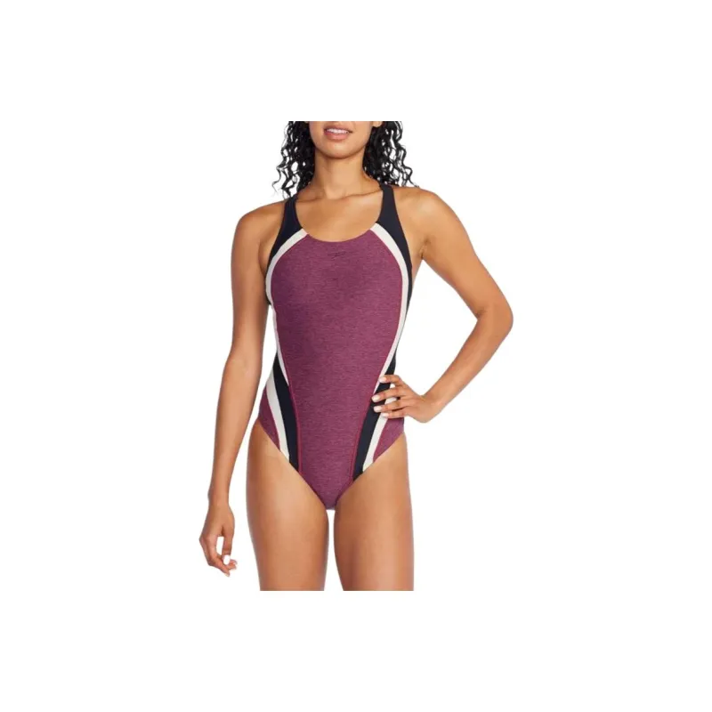 Speedo Women's Heather Quantum Fusion Splice One Piece Pink One piece Swimsuit Women's-0