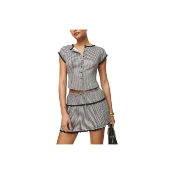 REFORMATION Valetta Two Piece Skirt Set Women's Black White