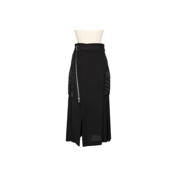 Sacai Zip Detailed Belted Cargo Midi Skirt