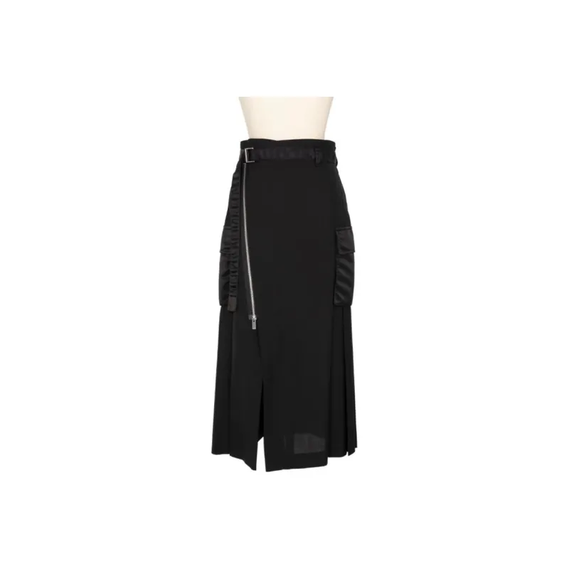 Sacai Zip Detailed Belted Cargo Midi Skirt-0