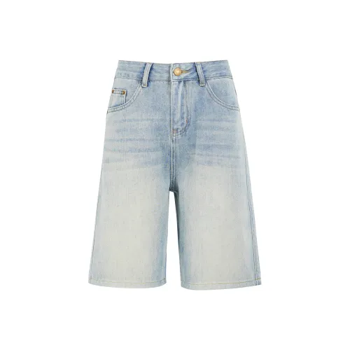 FHMY Denim Shorts Women's Vintage Blue