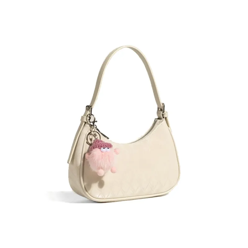 Jade En Plus PU Handbag Medium Size Women's Cream White/Peach Pink/Night Black-1
