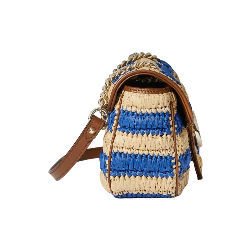GUCCI GG Marmont Viscose Shoulder Bag Medium Size Women's Blue & Beige-2