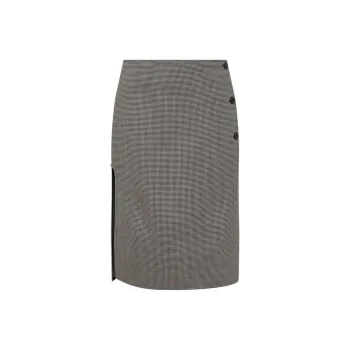 COURREGES Oblique Houndstooth Midi Skirt