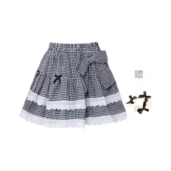TURN UP Casual Short Skirts Women's Black Plaid