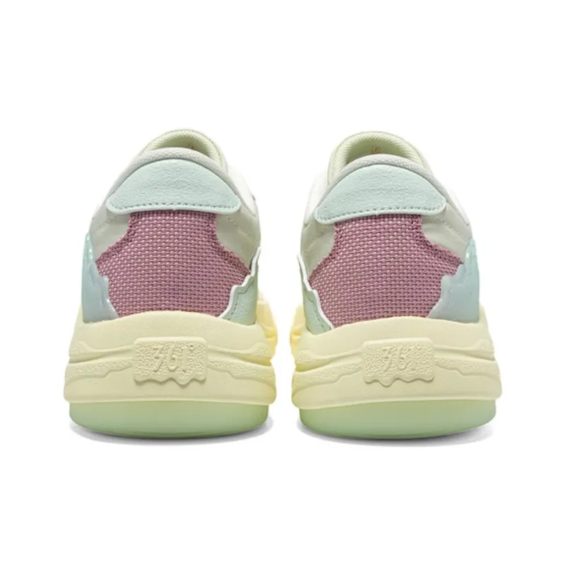 361° Slip Resistant And Breathable Low Top Skateboard Shoes Women's Beige Green Pink-3