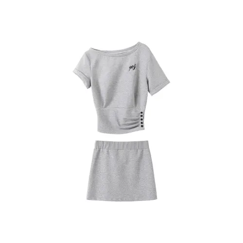 Icicofficial Skirt Set Women's Gray