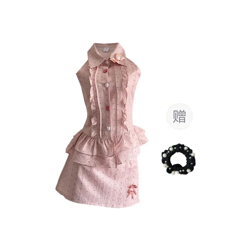 WUSHANSHAN Skirt Set Women's Pink-0