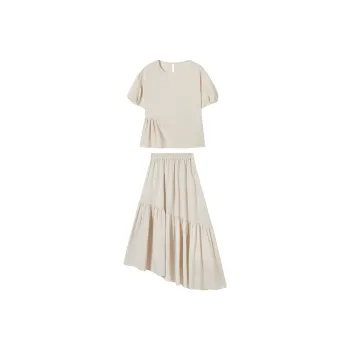 DIALOGUE Skirt Set Women's Cream Beige