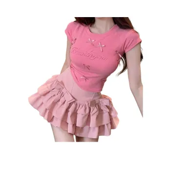 Garbege Dresses & Skirts Women's Pink Top And Skirt Set