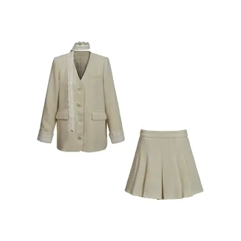BEAUTIFUL CONFESSION Skirt Set Women's Apricot Two Piece Set