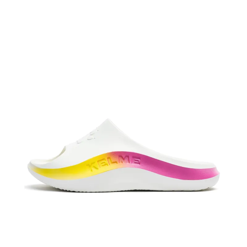 KELME Slip Resistant Abrasion Resistant Slide Slippers Unisex White Yellow-0