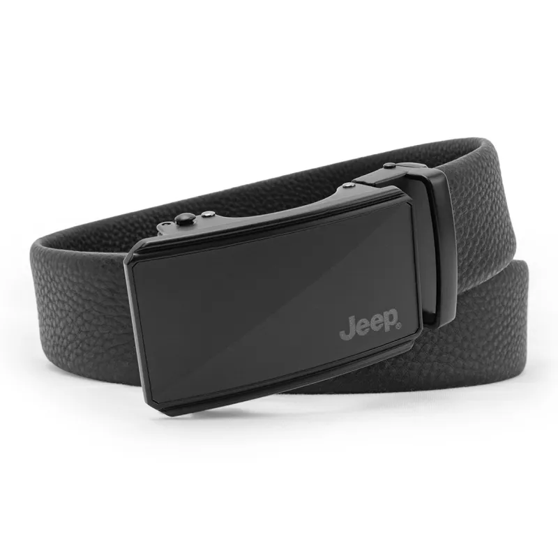 Jeep Top Grain Cow Leather Belts Men's Black/Litchi Grain Black Width  3.5cm-5