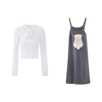 Blovelan Skirt Set Women's Rabbit Gray