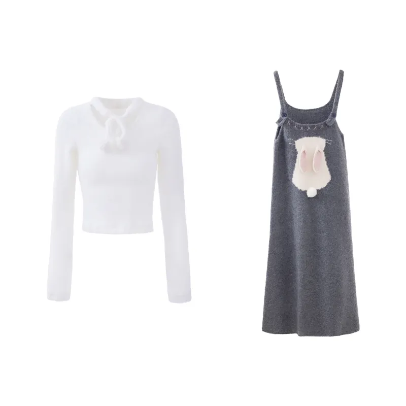 Blovelan Skirt Set Women's Rabbit Gray-0