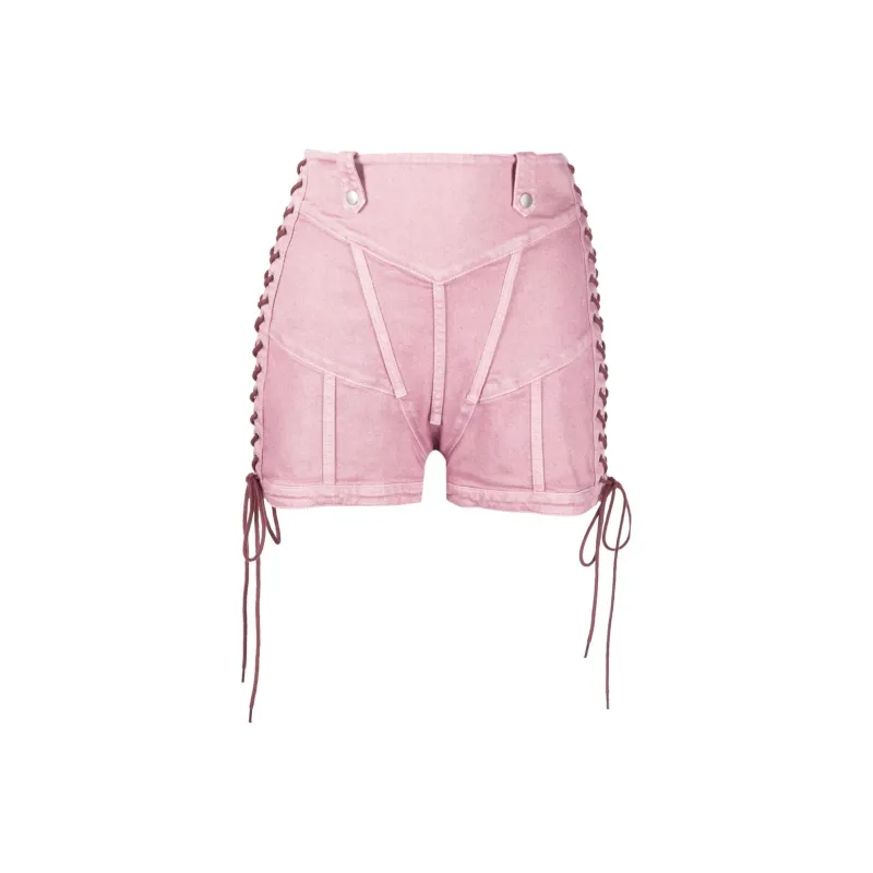 Jean Paul Gaultier X Knwls Washed Laced High Waisted Mini Short 'Lilac'-0
