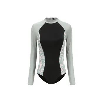 DECATHLON One piece Swimsuit Women's Black/Turquoise/Khaki Gray Green