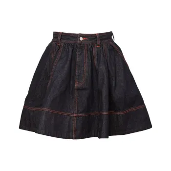 FLEUR DU MAL Denim Short Skirts Women's Black