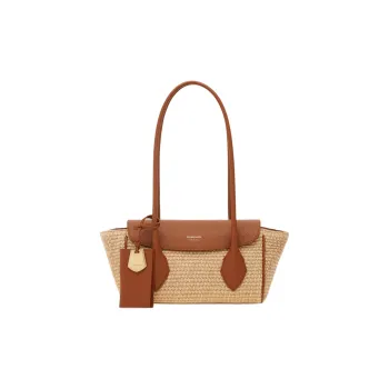FERRAGAMO Raffia Shoulder Bag Small Size Women's Natural Nude