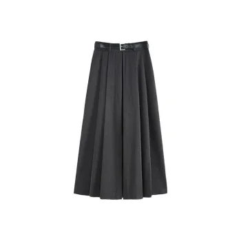 Wbwq Casual Long Skirt Women's Dark Gray