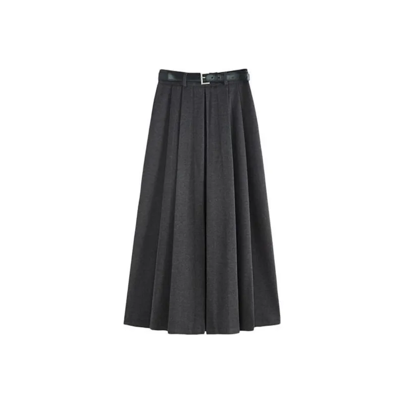 Wbwq Casual Long Skirt Women's Dark Gray-0