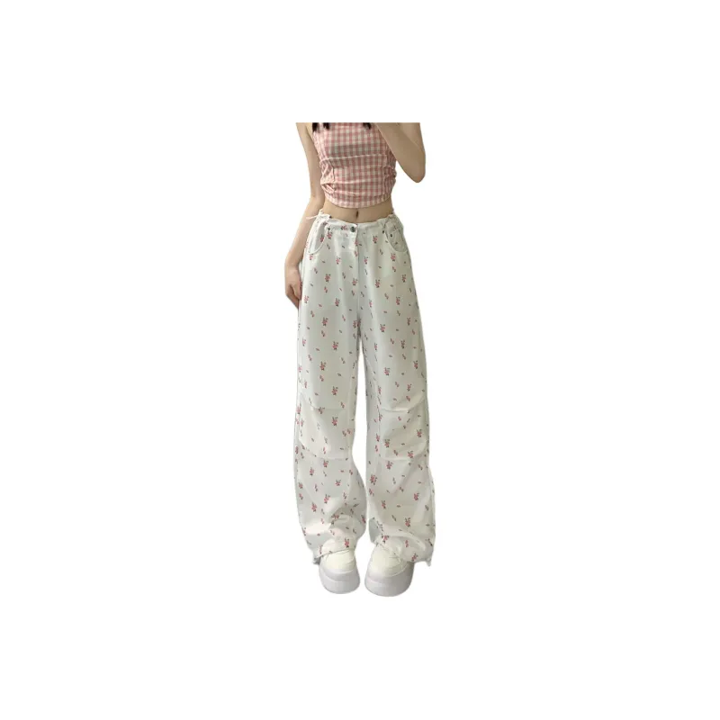 XIANSINIAO Cargo Pants Women's White Floral-0