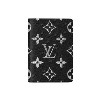 LOUIS VUITTON Leather Card Holder Men's Black