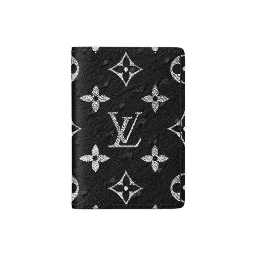 LOUIS VUITTON Leather Card Holder Men's Black