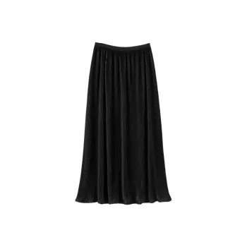 Late White Casual Long Skirt Women's Black