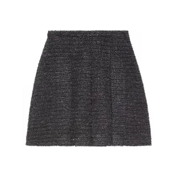GUCCI Tweed Flared Mini Skirt Black