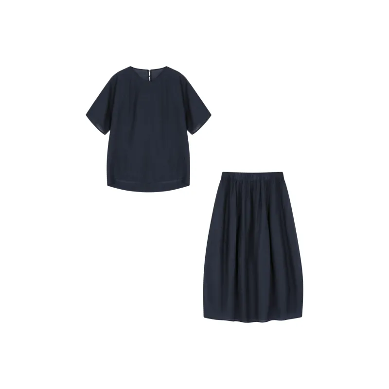 IHIMI Skirt Set Women's Navy Blue-0