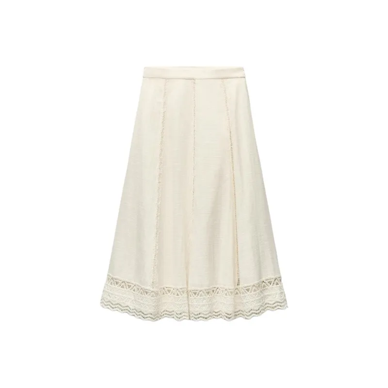 ZARA ZW Series Casual Long Skirt Women's Raw White-0