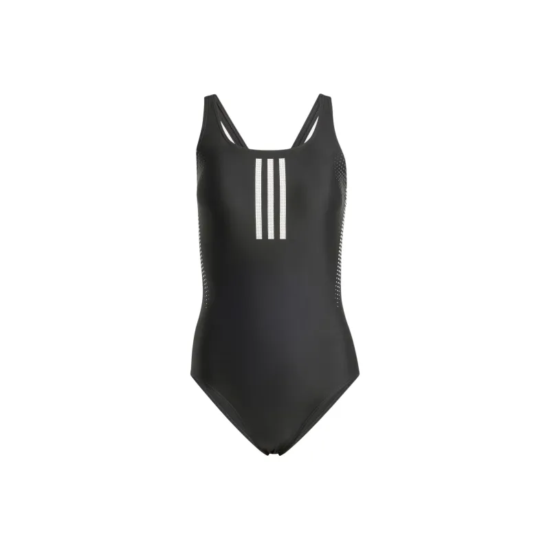 Adidas 3 Stripes Graphic V Back Swimsuit One piece Swimsuit Women's Black-0