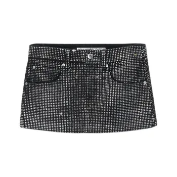 Alexander Wang Embellished Hotfix Mini Skirt