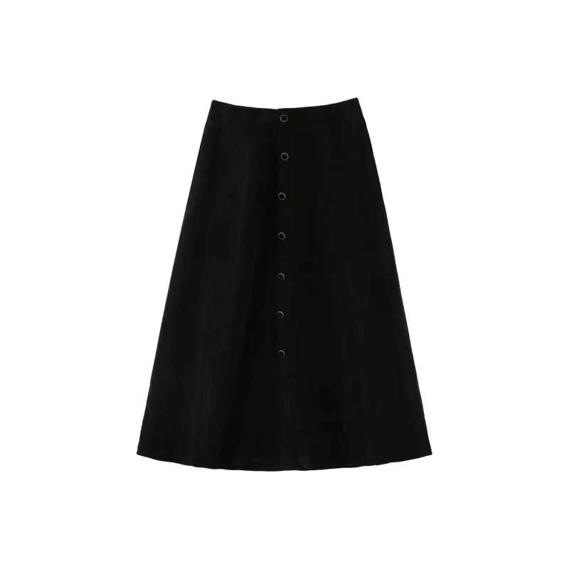 Miss Chipmunk Casual Long Skirts Women's Black-0