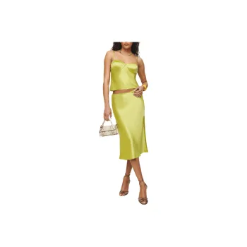 REFORMATION Sia Silk Two Piece Skirt Set Women's Algae Flourishing