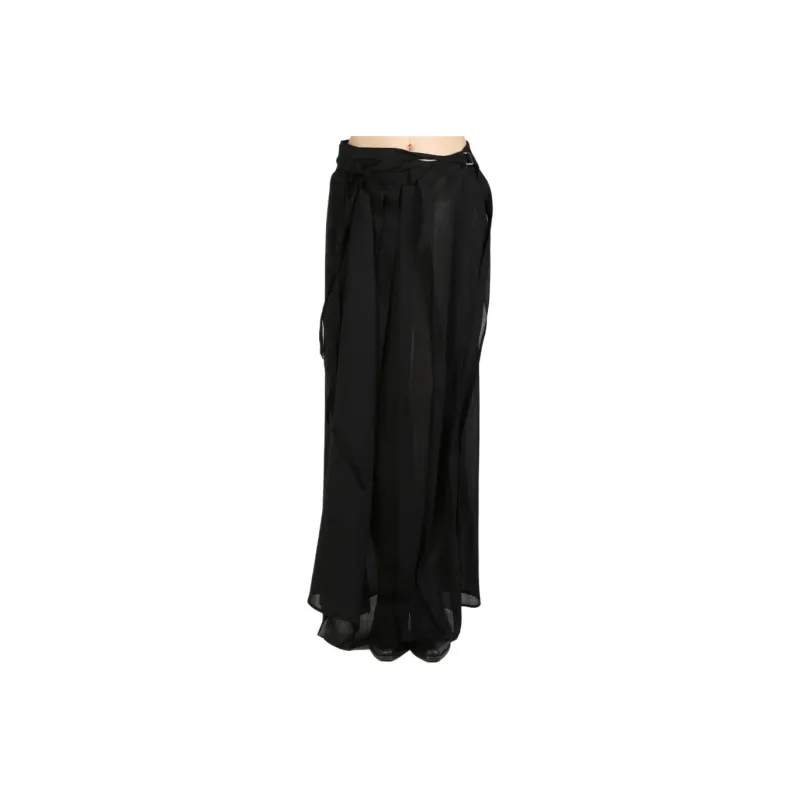 Ann Demeulemeester Norell Long Pleated Wrap Skirt 'Black'-0