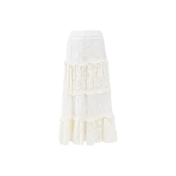 Kazakhstan Casual Long Skirts Women's White