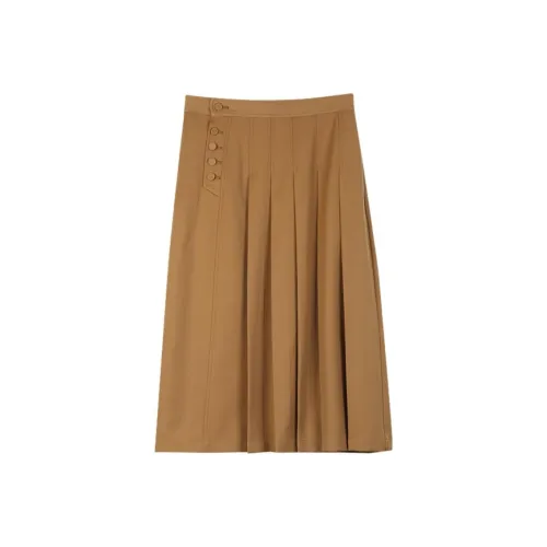 SOLIGHTER Casual Long Skirt Women's Quicksand Yellow