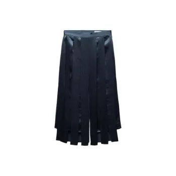 ZARA ZW Series Casual Long Skirt Women's Dark Blue