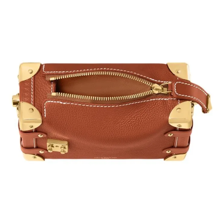 LOUIS VUITTON SIDE TRUNK Cow Leather Shoulder Bag, Crossbody Bag, Handbag Trumpets Women's Cognac Brown-3