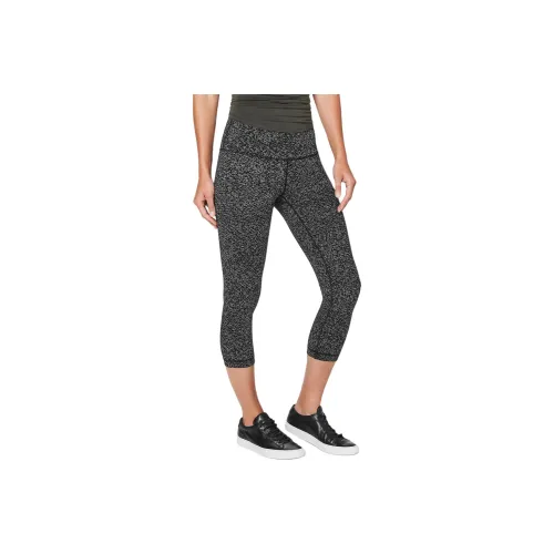 Lululemon Wunder Under Athletic Trousers Women's Black White