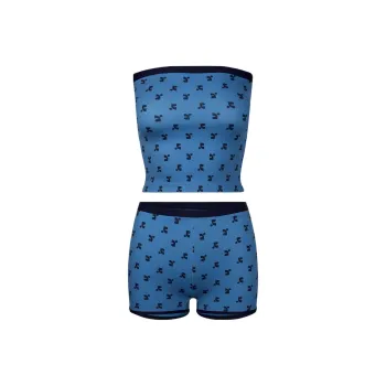 Rest&Recreation SS25 LOGO PATTERN TUBE TOP BIKINI Women's Blue