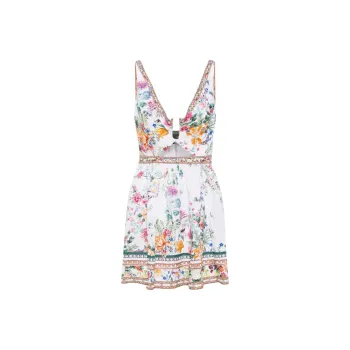 Camilla Cut out Floral Linen Minidress